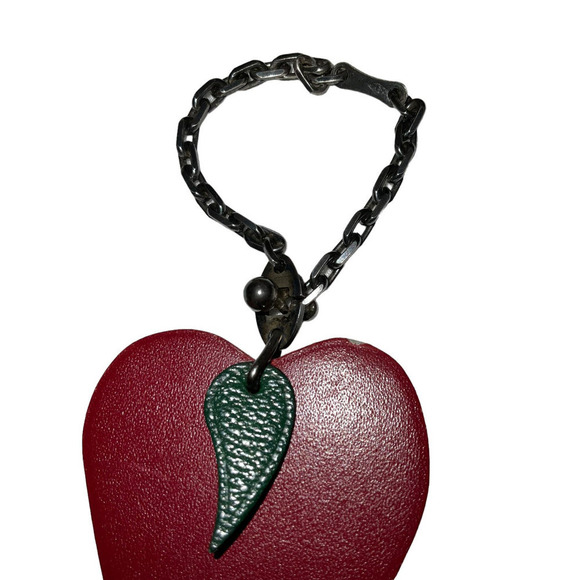 Hermès Hermes Red Apple shaped charm with gunmetal chain attachment Boxed - Picture 3 of 13
